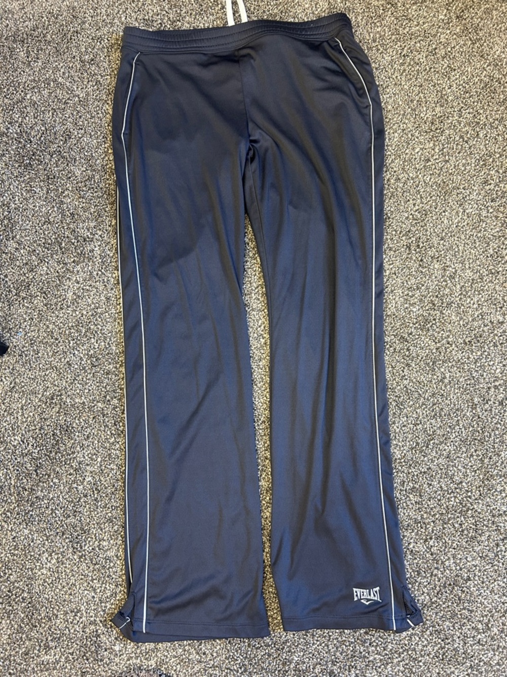 Everlast Black Track Pants with White Side Piping-Vintage Size L